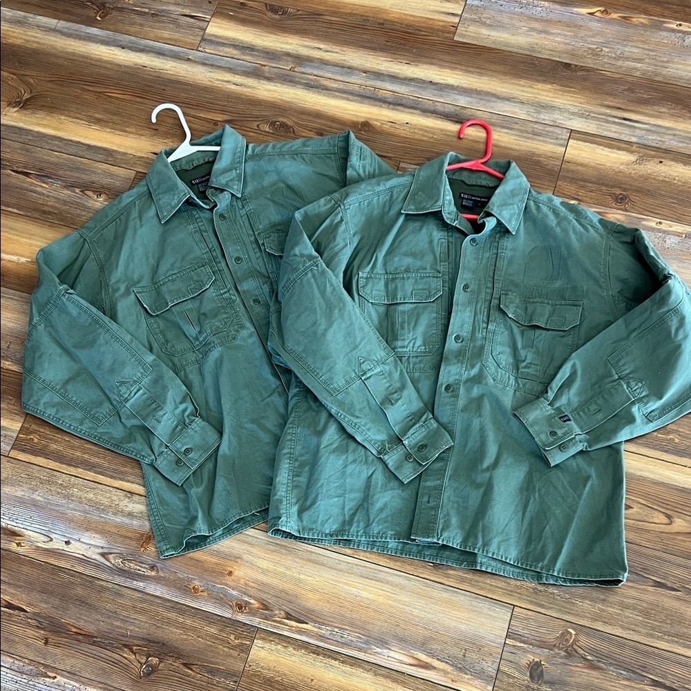 5.11 Tactical Army Green Long Taclite Pro Long Sleeve Button Down Shirts
